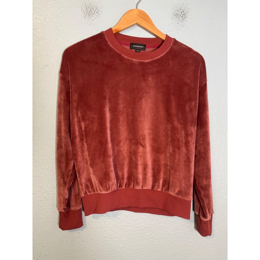 Summersalt The‎ Plush Velour Relaxed Crew Sweatshirt Rosewood Size XS - Picture 2 of 9